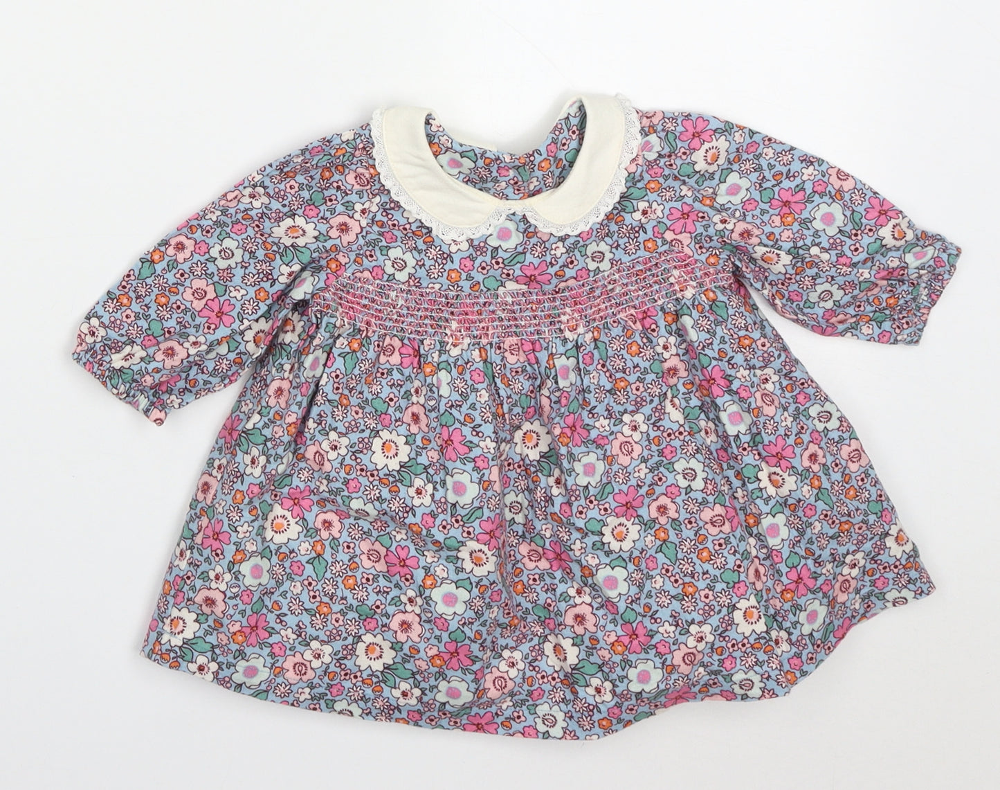 Marks and Spencer Girls Multicoloured Floral Cotton A-Line  Size 0-3 Months  Collared Pullover