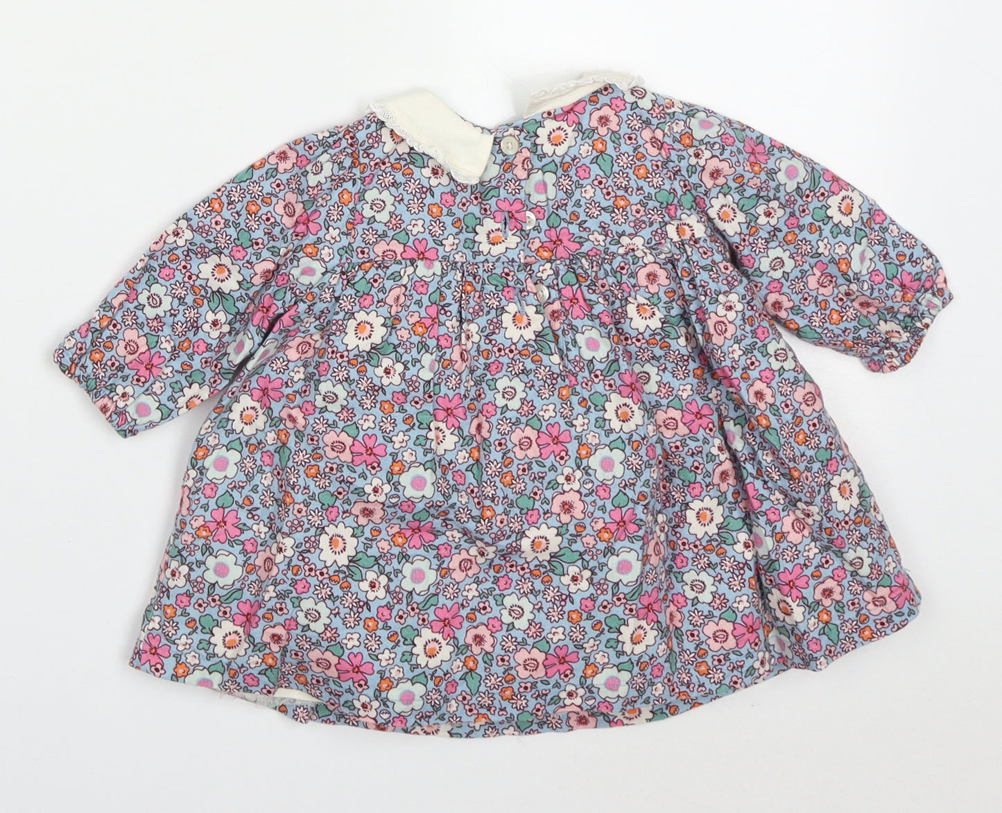 Marks and Spencer Girls Multicoloured Floral Cotton A-Line  Size 0-3 Months  Collared Pullover