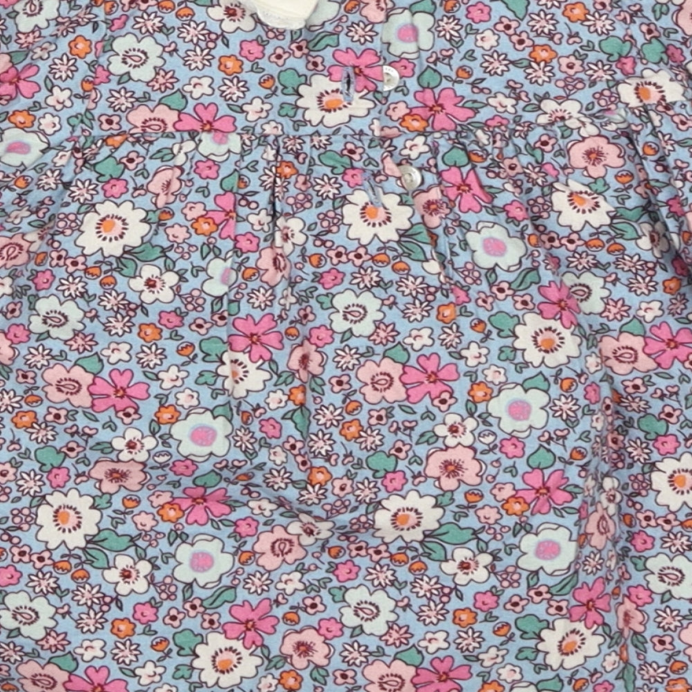 Marks and Spencer Girls Multicoloured Floral Cotton A-Line  Size 0-3 Months  Collared Pullover