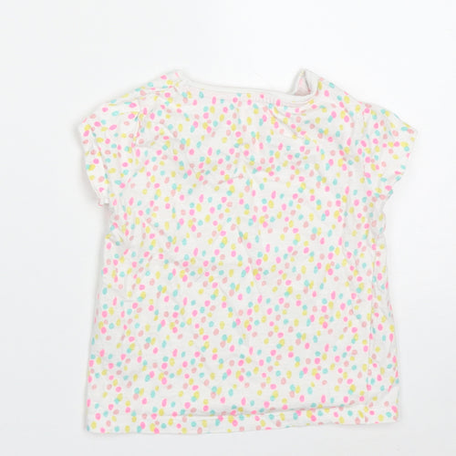 F&F Girls Multicoloured Polka Dot Cotton Basic T-Shirt Size 18-24 Months Round Neck Pullover