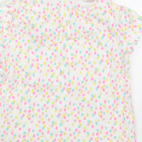 F&F Girls Multicoloured Polka Dot Cotton Basic T-Shirt Size 18-24 Months Round Neck Pullover