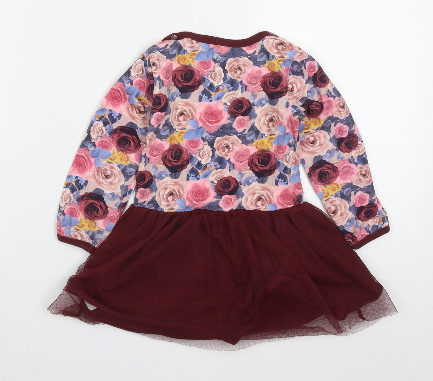 Me Too Girls Multicoloured Floral Cotton Skater Dress  Size 0-3 Months  Round Neck Button