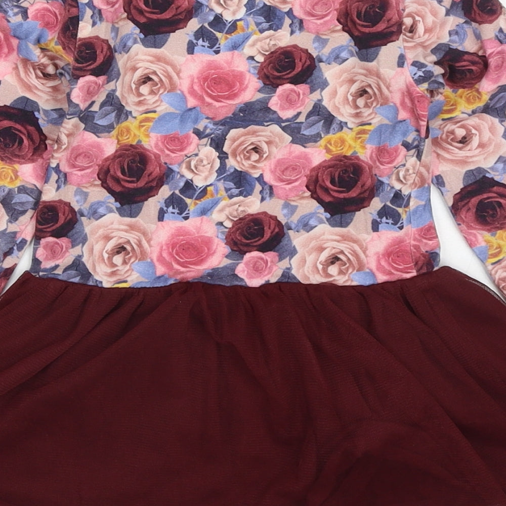 Me Too Girls Multicoloured Floral Cotton Skater Dress  Size 0-3 Months  Round Neck Button