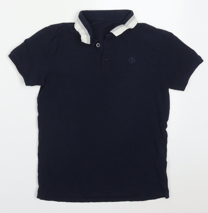 Marks and Spencer Boys Blue  Cotton Basic Polo Size 9-10 Years Collared Pullover