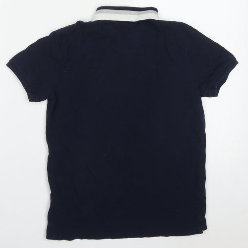 Marks and Spencer Boys Blue  Cotton Basic Polo Size 9-10 Years Collared Pullover
