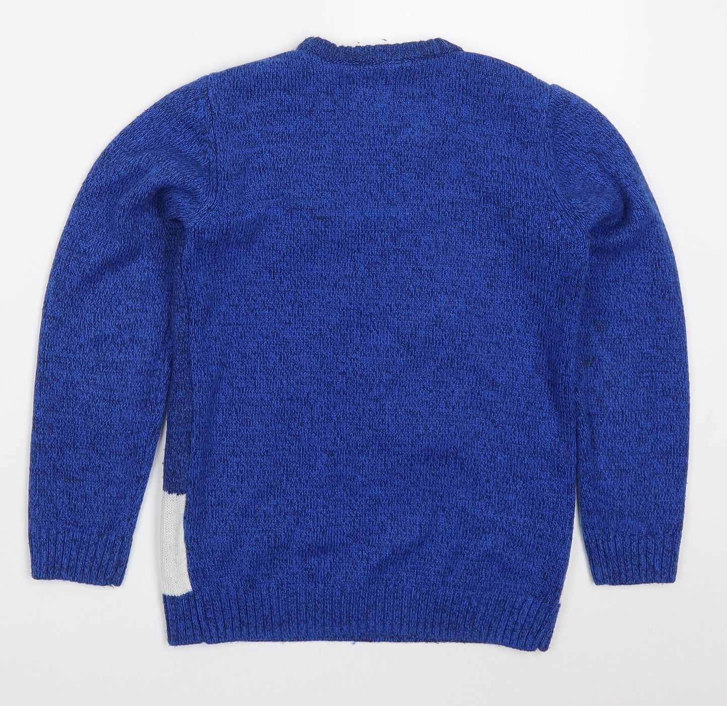 F&F Boys Blue Round Neck  Acrylic Pullover Jumper Size 9-10 Years  Pullover - Snowboarding Santa