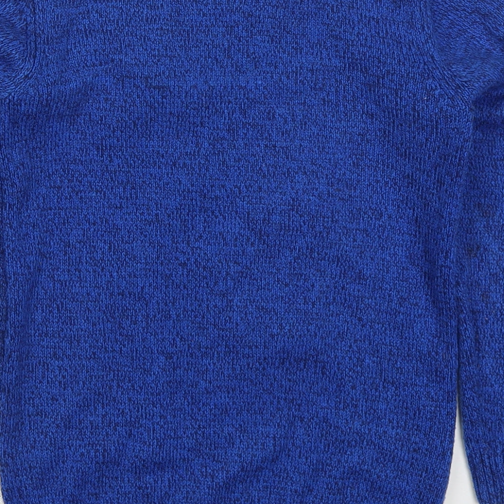 F&F Boys Blue Round Neck  Acrylic Pullover Jumper Size 9-10 Years  Pullover - Snowboarding Santa