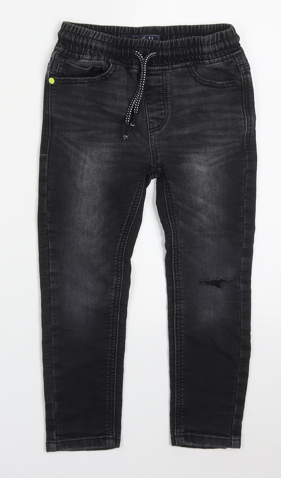 NEXT Boys Black  Cotton Skinny Jeans Size 5 Years  Regular Drawstring - Distressed Look