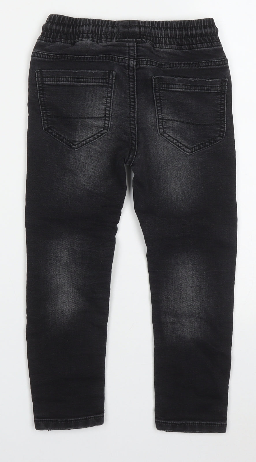 NEXT Boys Black  Cotton Skinny Jeans Size 5 Years  Regular Drawstring - Distressed Look
