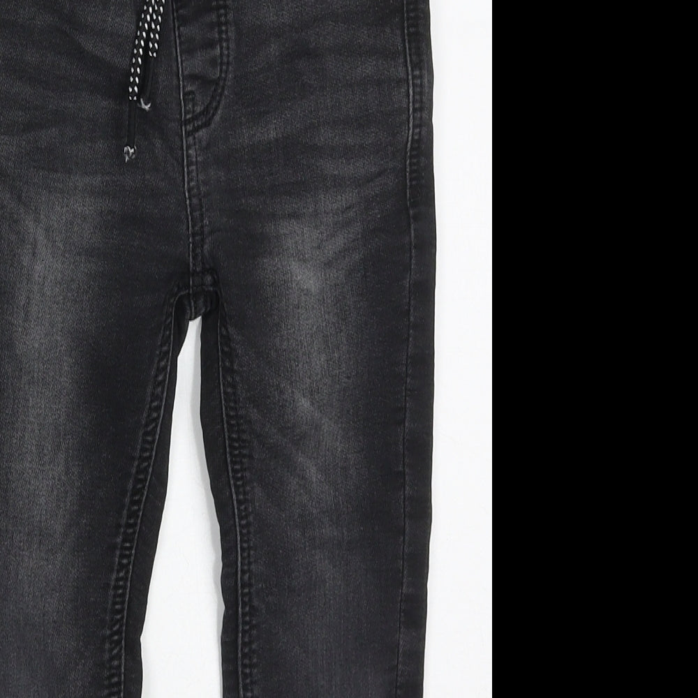 NEXT Boys Black  Cotton Skinny Jeans Size 5 Years  Regular Drawstring - Distressed Look