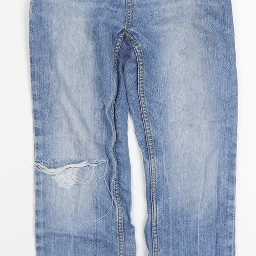 Matalan Boys Blue  Cotton Straight Jeans Size 9 Months  Regular Button - Distressed Look