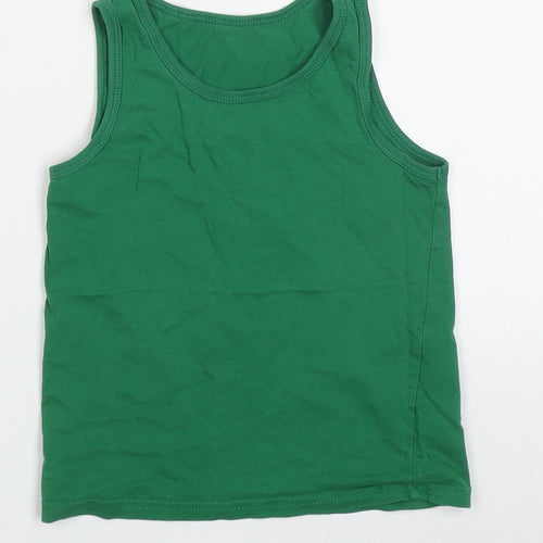 George Boys Green  Cotton Basic Tank Size 5-6 Years Round Neck Pullover