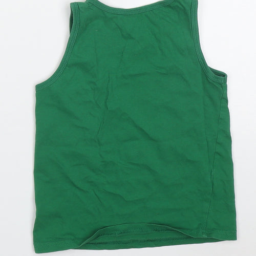 George Boys Green  Cotton Basic Tank Size 5-6 Years Round Neck Pullover
