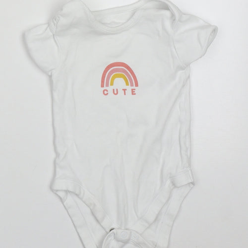 George Girls White  Cotton Babygrow One-Piece Size 18-24 Months  Button - Cute Rainbow