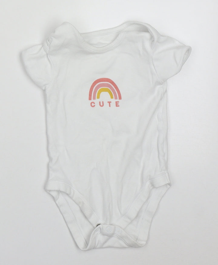 George Girls White Cotton Babygrow One-Piece Size 18-24 Months Button - Cute Rainbow