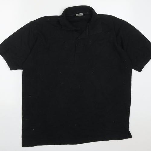 Man Essentials Mens Black  Cotton  Polo Size L V-Neck Pullover
