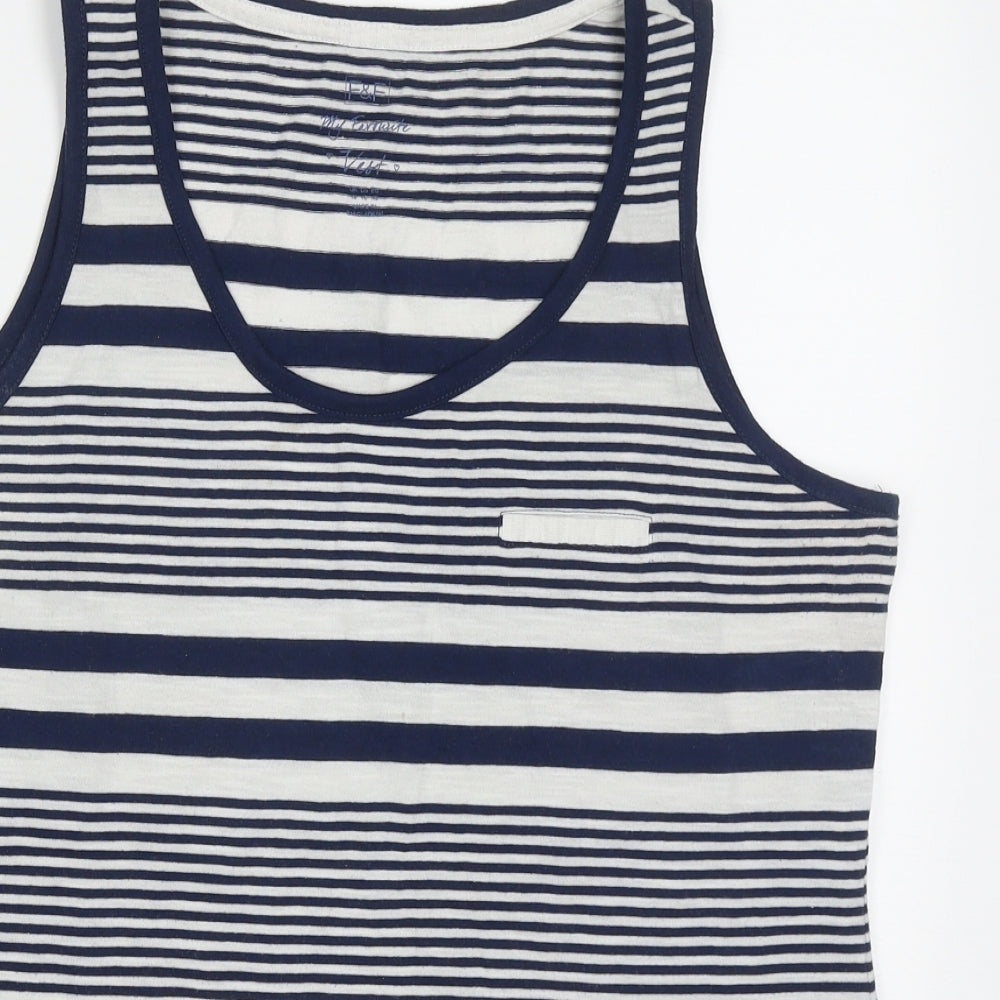 F&F Womens Blue Striped Polyester Basic Tank Size 14 Round Neck