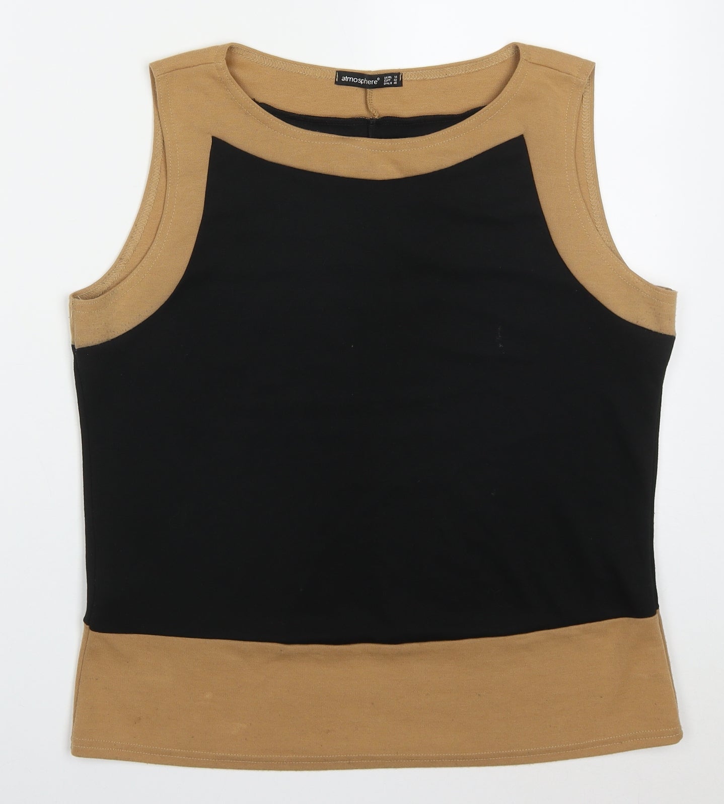 Atmosphere Womens Beige Colourblock Polyester Basic Tank Size 14 Round Neck