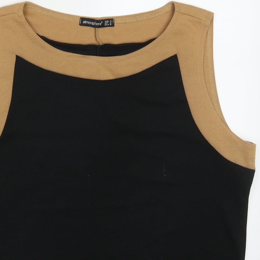 Atmosphere Womens Beige Colourblock Polyester Basic Tank Size 14 Round Neck
