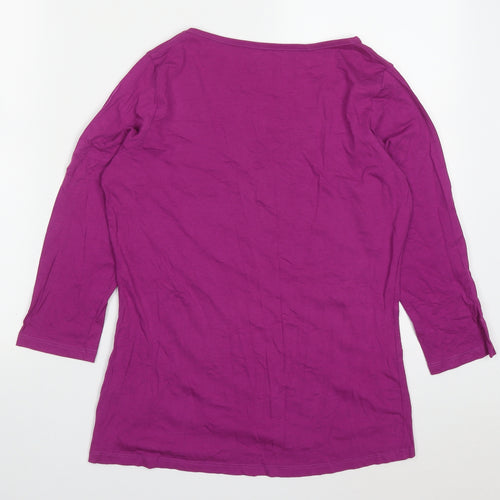 Marks and Spencer Womens Purple  Cotton Basic T-Shirt Size 12 Round Neck