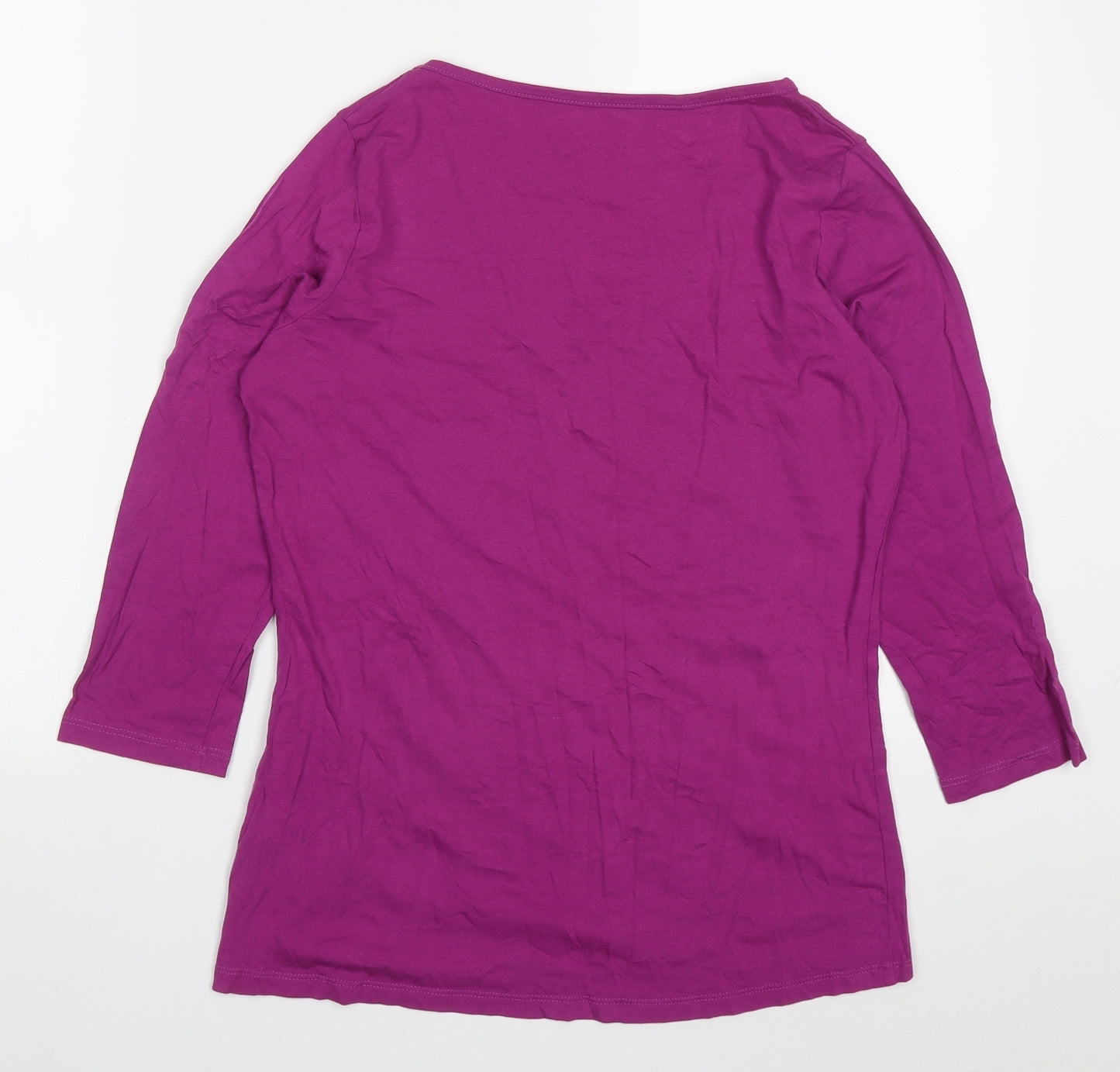 Marks and Spencer Womens Purple  Cotton Basic T-Shirt Size 12 Round Neck