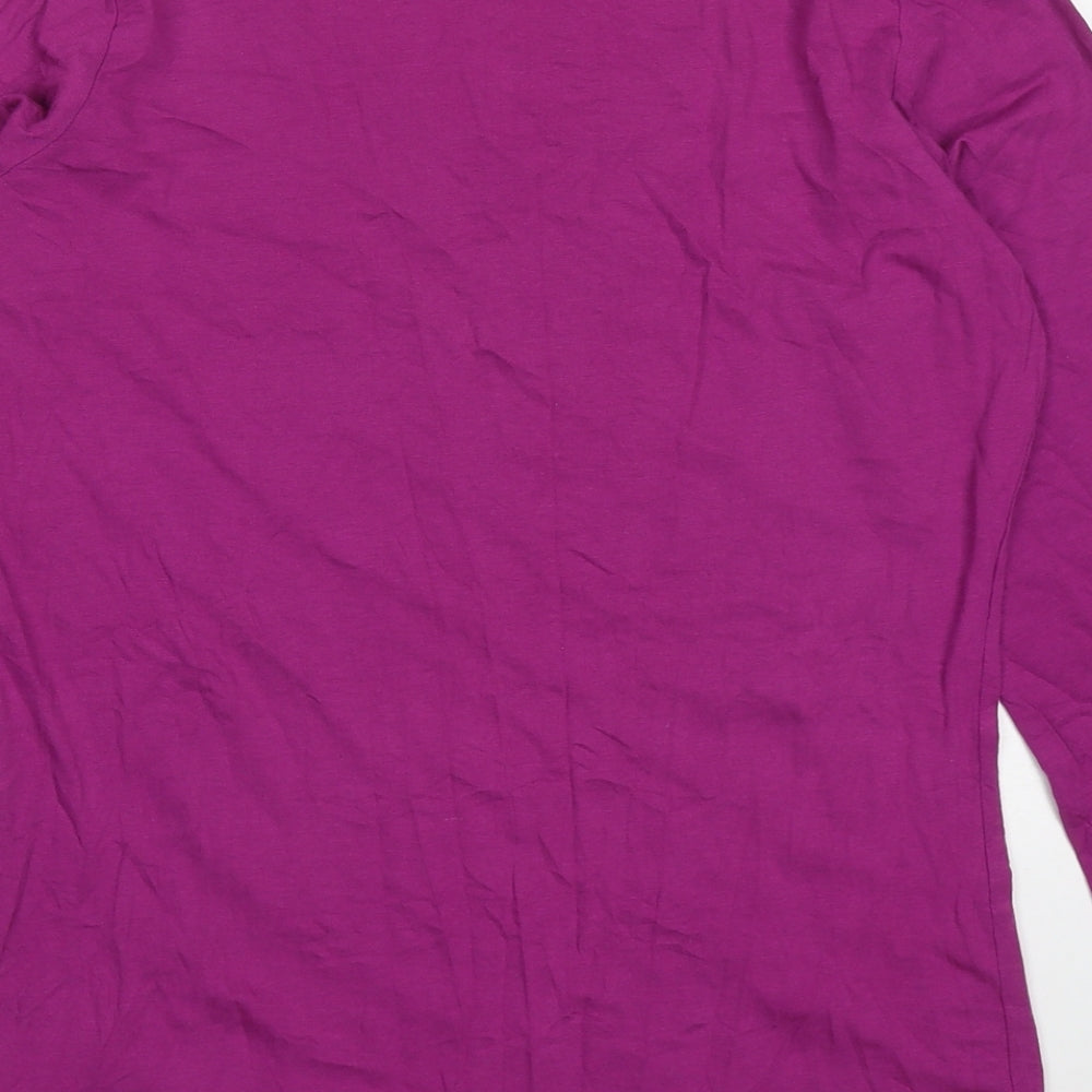 Marks and Spencer Womens Purple  Cotton Basic T-Shirt Size 12 Round Neck
