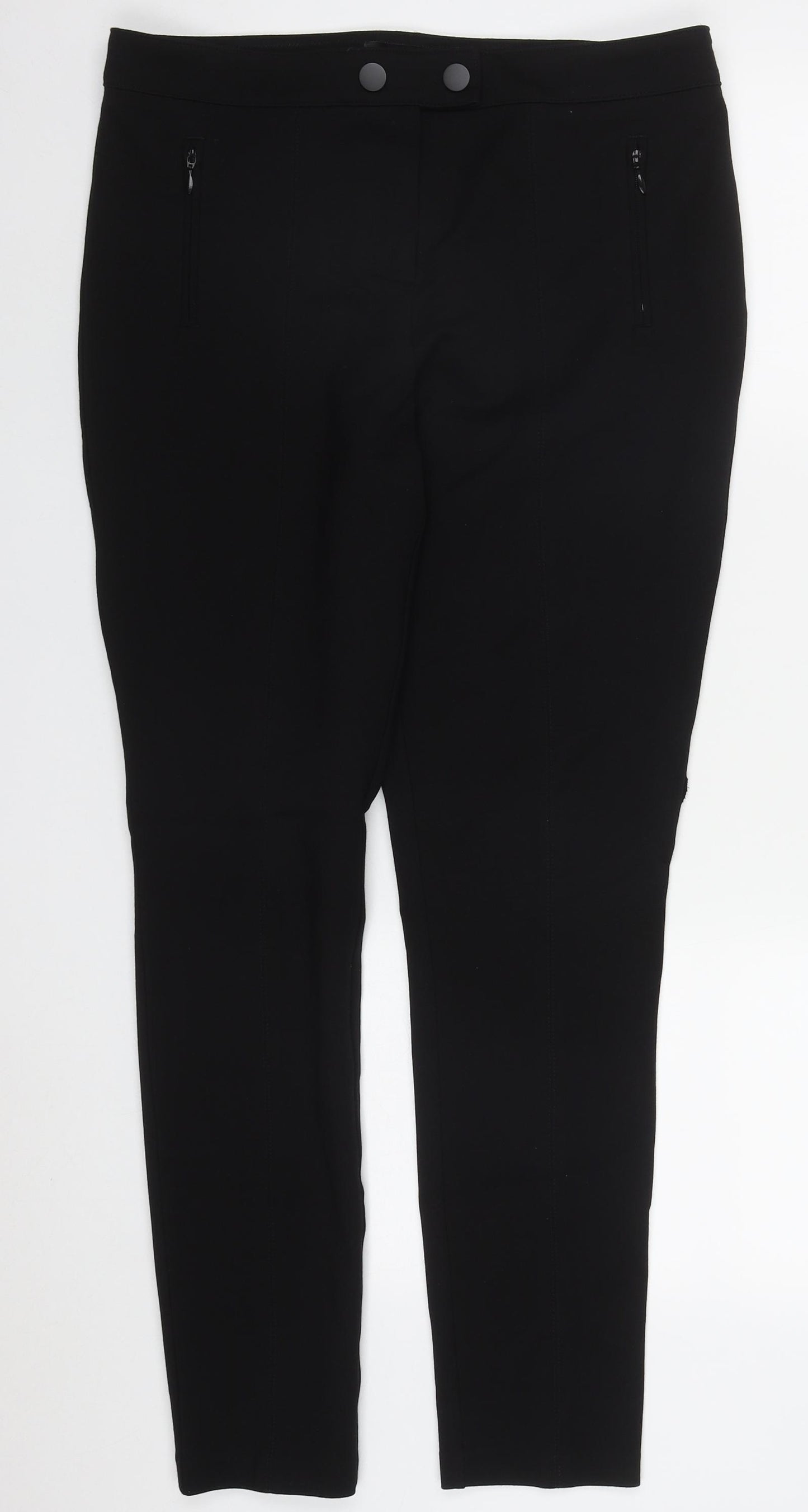 NEXT Womens Black  Viscose Trousers  Size 12 L29 in Regular Button