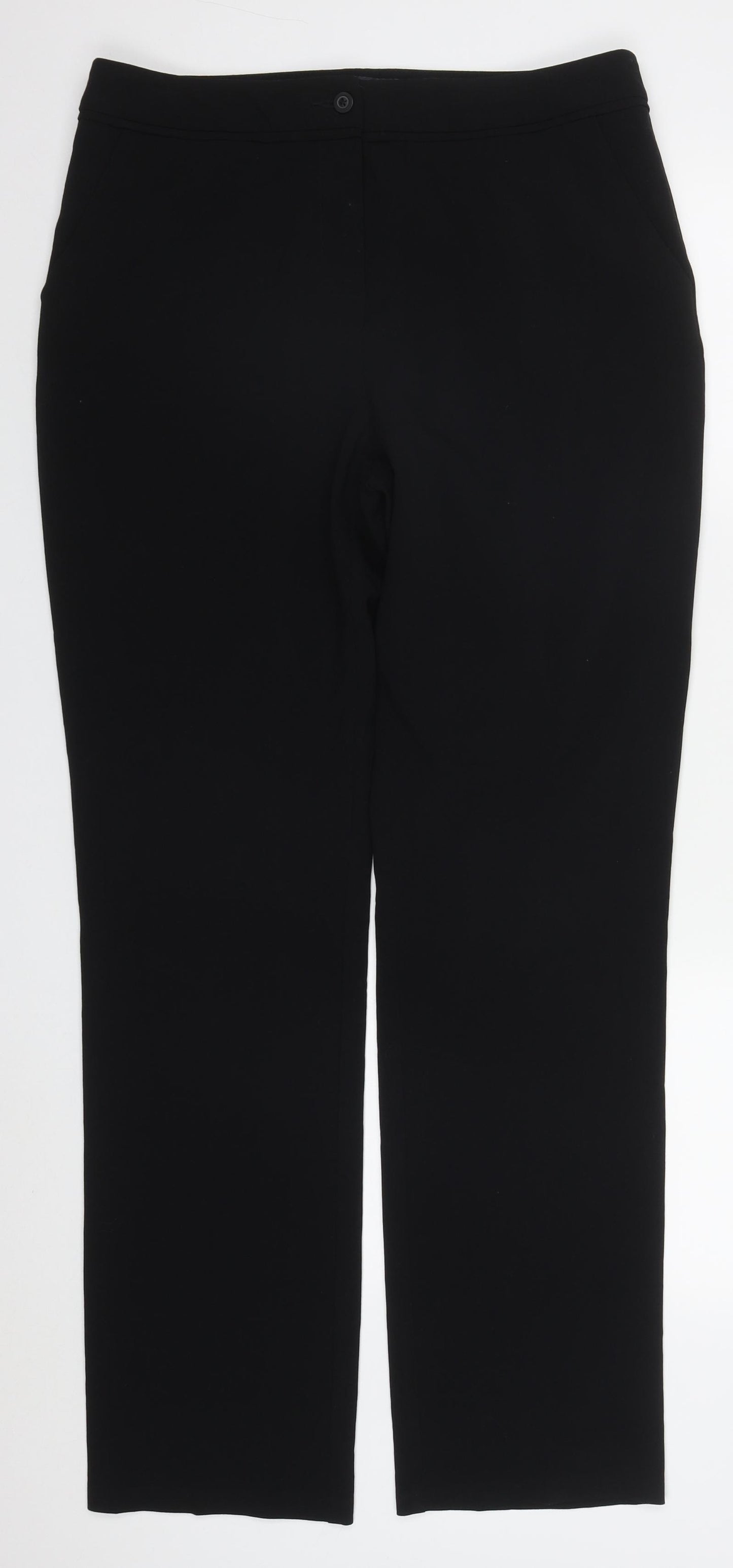 Marks and Spencer Womens Black  Polyester Trousers  Size 12 L32 in Regular Button