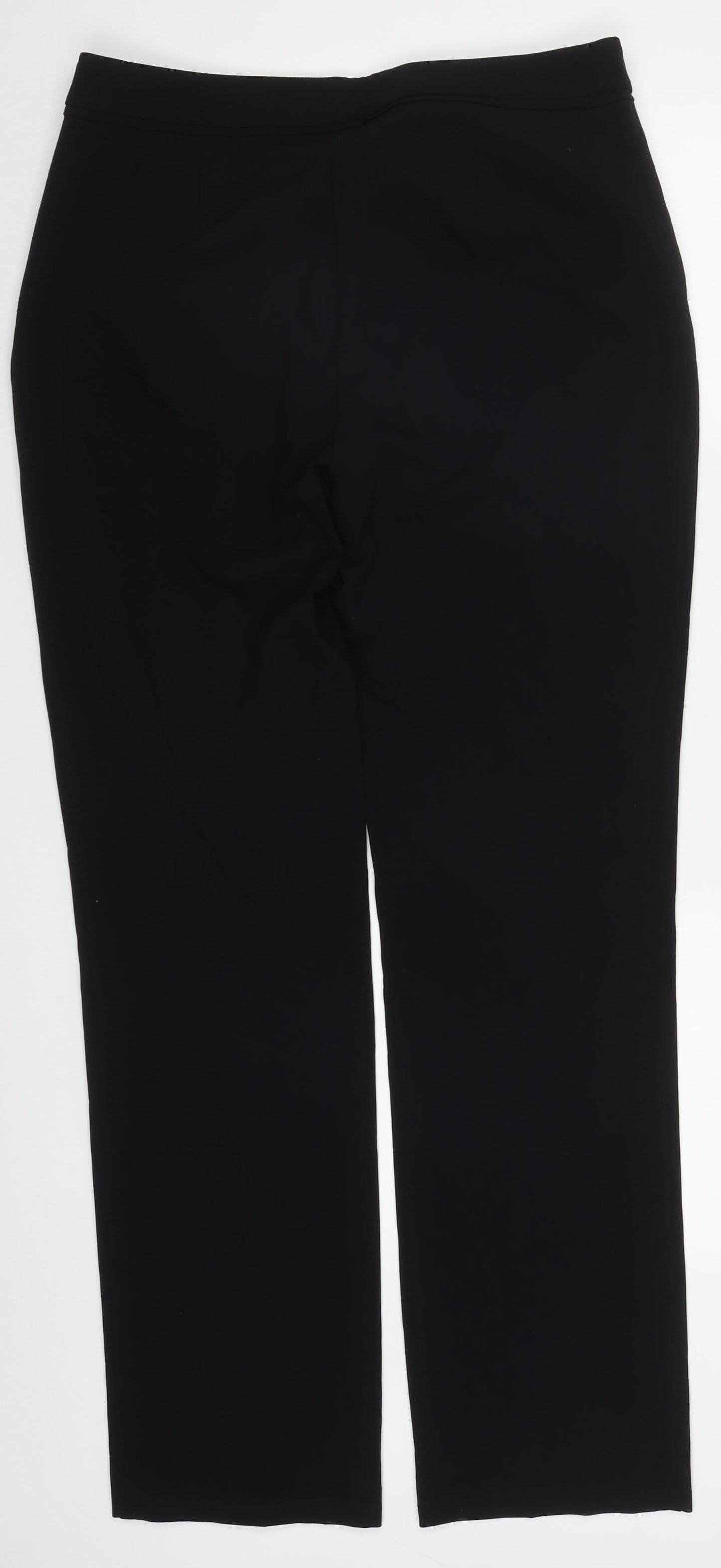 Marks and Spencer Womens Black  Polyester Trousers  Size 12 L32 in Regular Button