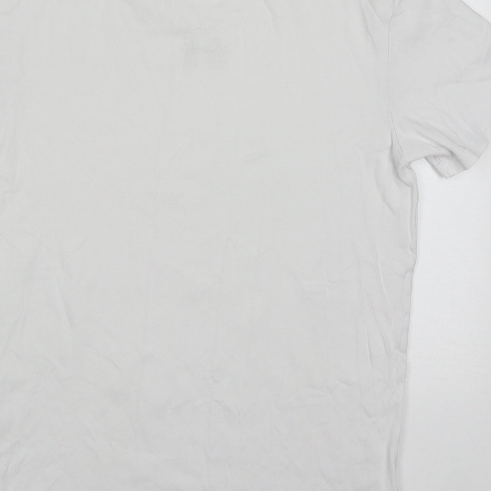 Marks and Spencer Mens White  Cotton  T-Shirt Size M V-Neck