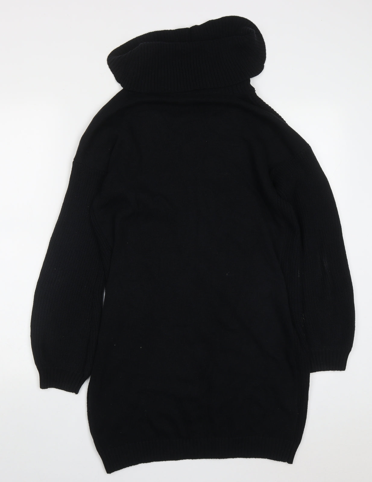 NEXT Womens Black  Cotton Jumper Dress  Size 12  Roll Neck Pullover