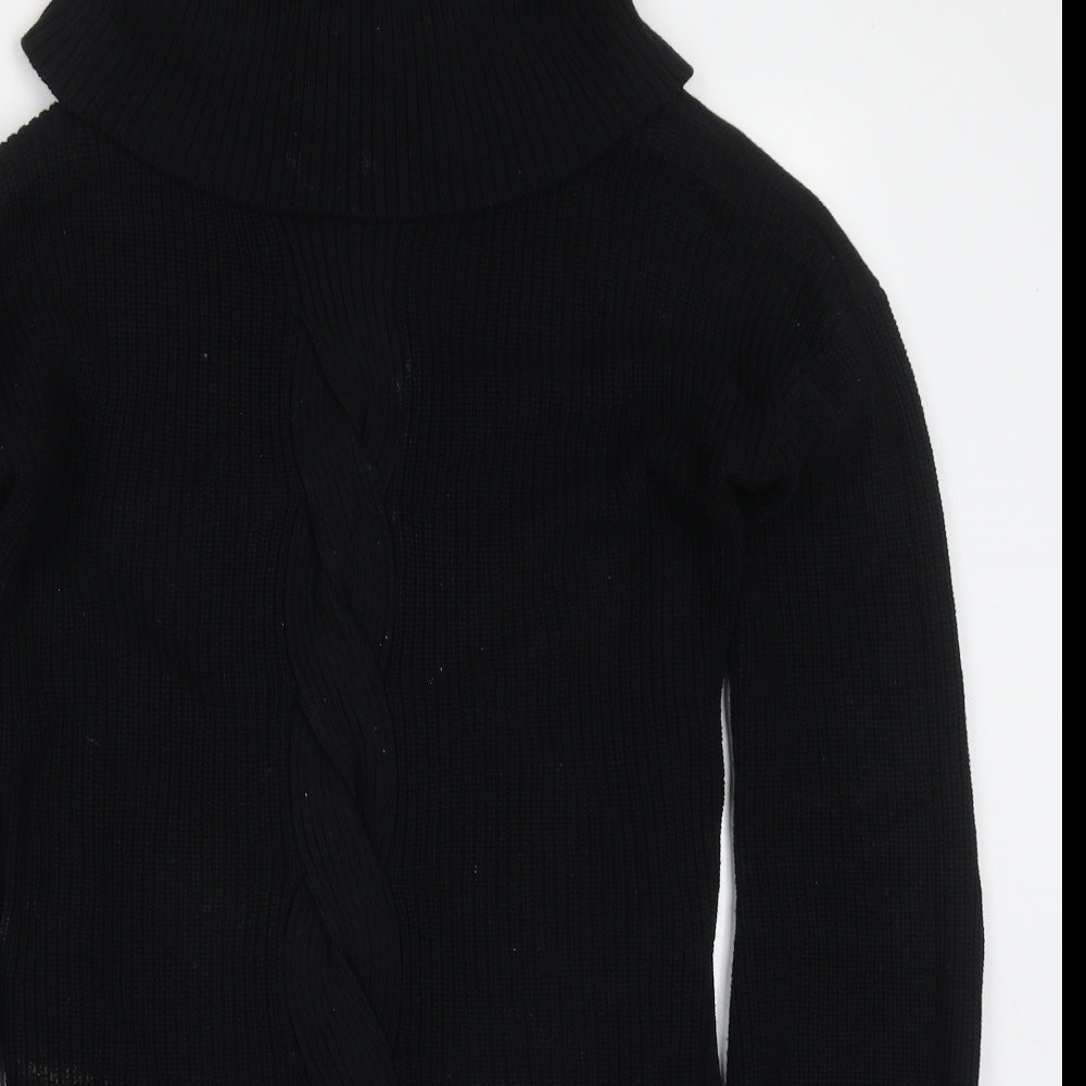 NEXT Womens Black  Cotton Jumper Dress  Size 12  Roll Neck Pullover