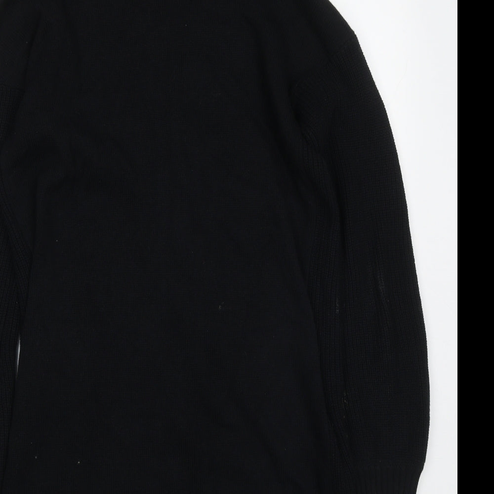 NEXT Womens Black  Cotton Jumper Dress  Size 12  Roll Neck Pullover