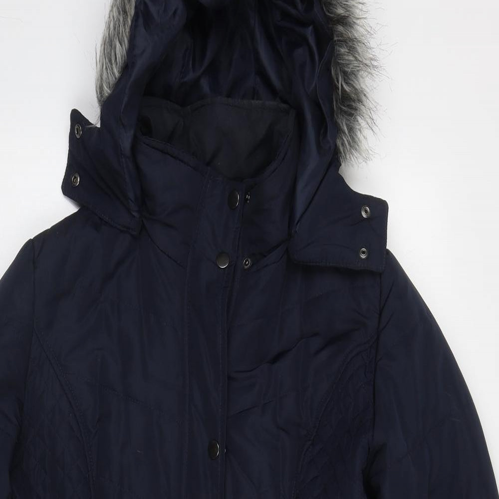 M&Co Womens Blue   Quilted Coat Size 14  Zip