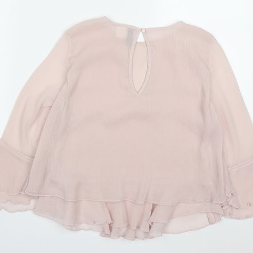 H&M Womens Pink  Polyester Basic Blouse Size 6 Round Neck
