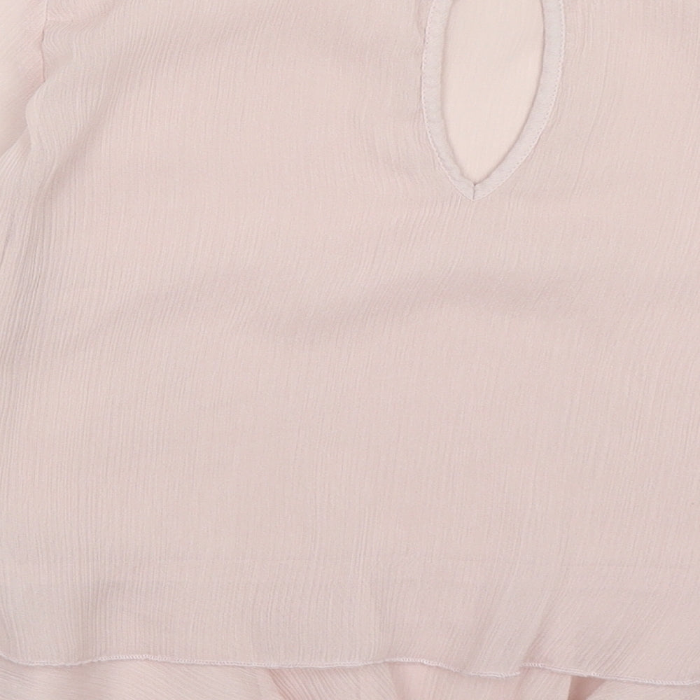 H&M Womens Pink  Polyester Basic Blouse Size 6 Round Neck