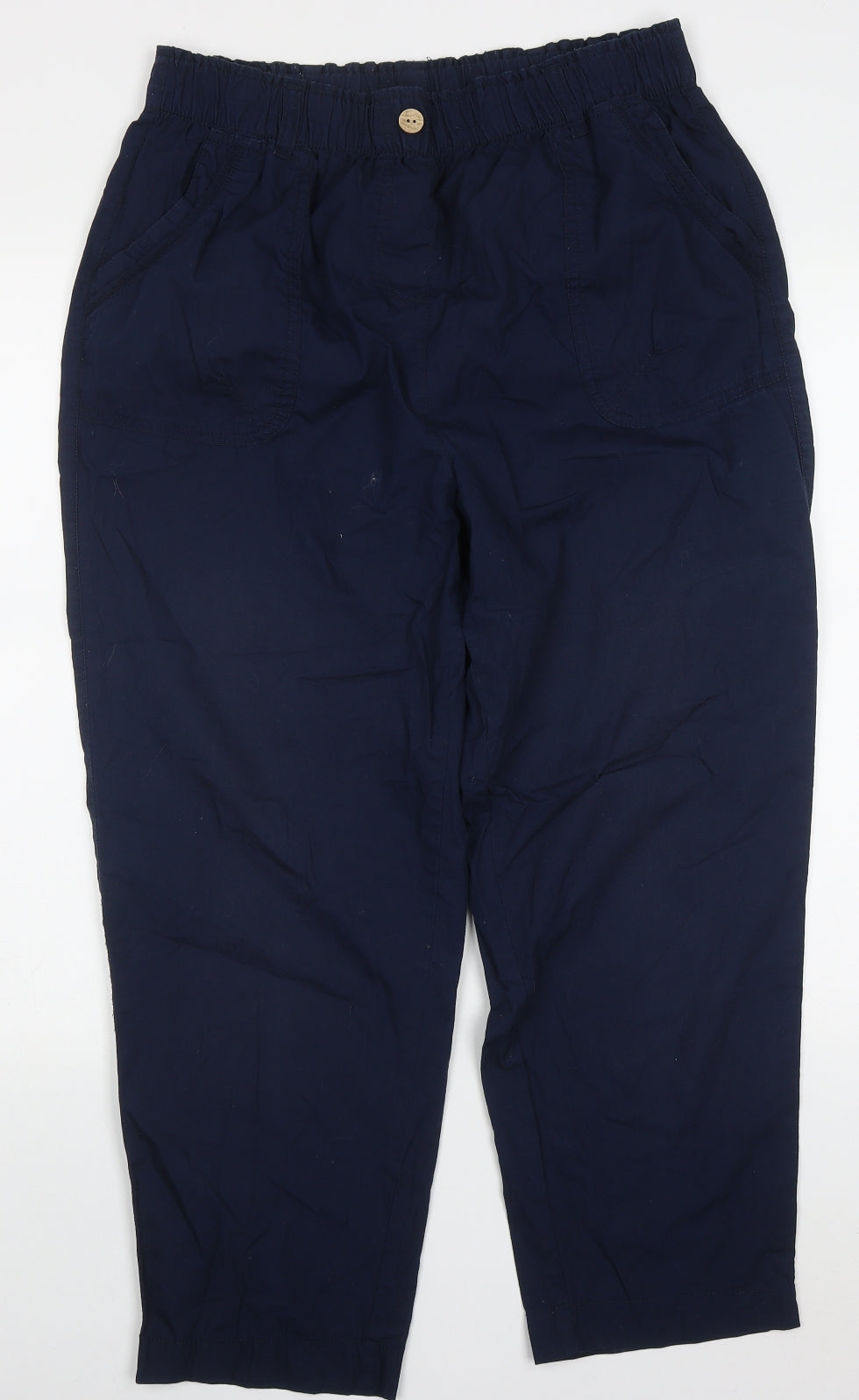 George Womens Blue  Cotton Trousers  Size 16 L25.5 in Regular Button
