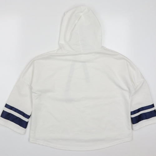 Preworn Womens White Striped Cotton Pullover Hoodie Size M  Pullover