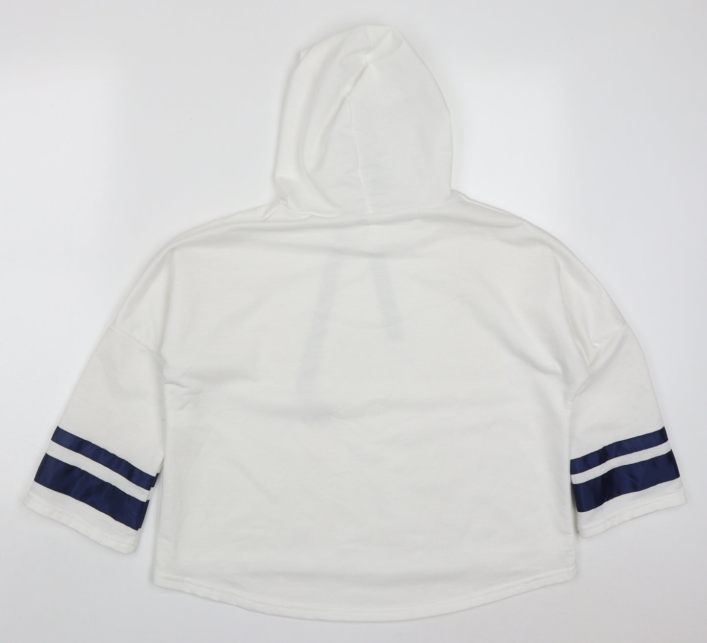 Preworn Womens White Striped Cotton Pullover Hoodie Size M  Pullover