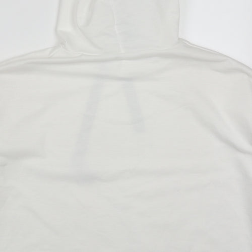 Preworn Womens White Striped Cotton Pullover Hoodie Size M  Pullover