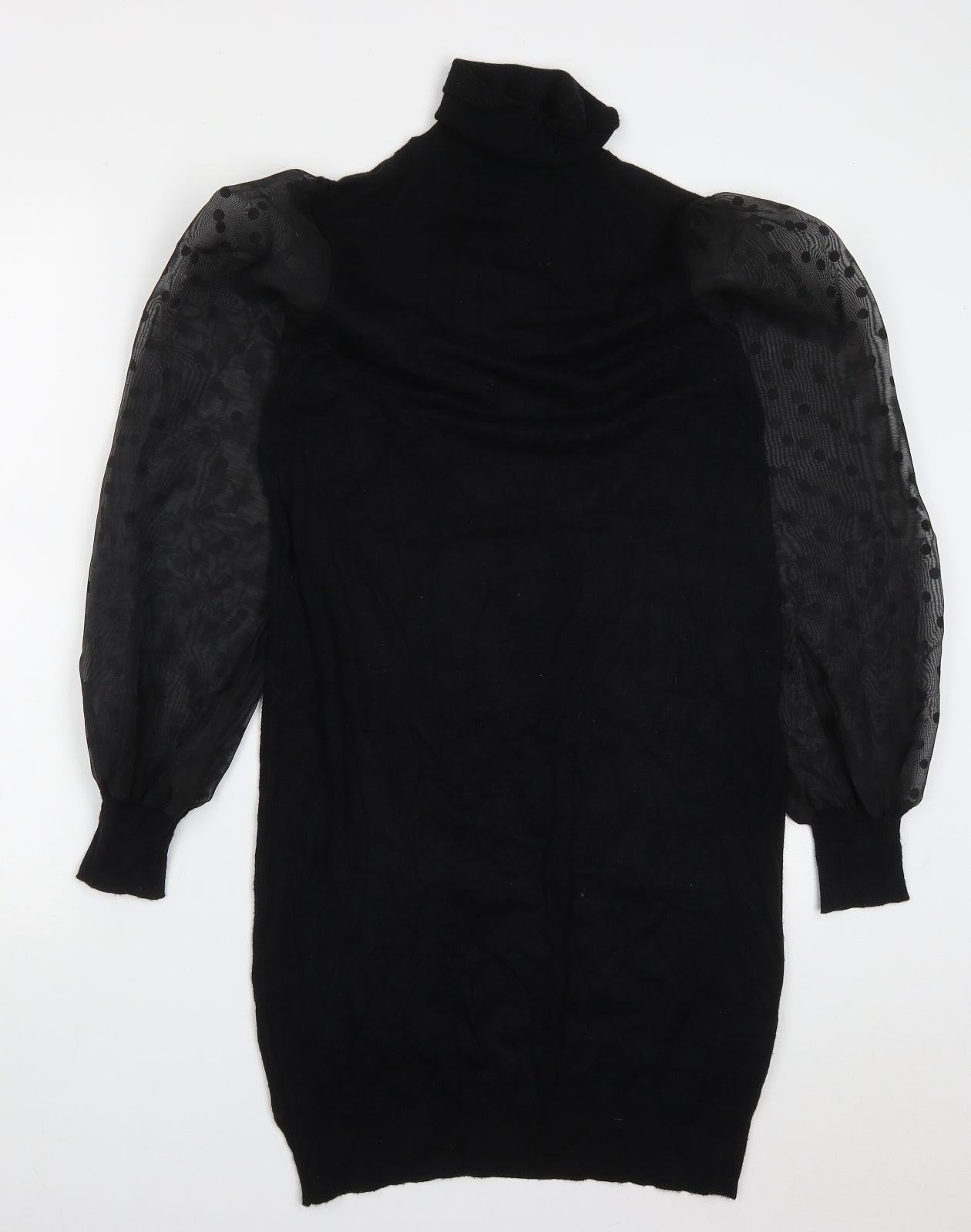 F&F Womens Black  Viscose Jumper Dress  Size 10  Roll Neck Pullover