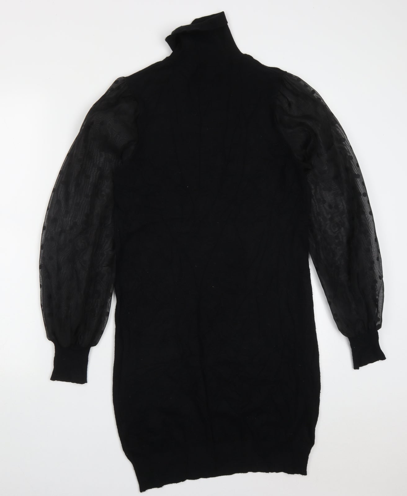 F&F Womens Black  Viscose Jumper Dress  Size 10  Roll Neck Pullover