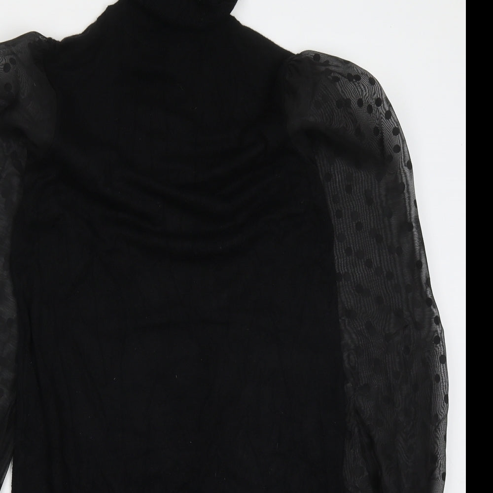 F&F Womens Black  Viscose Jumper Dress  Size 10  Roll Neck Pullover