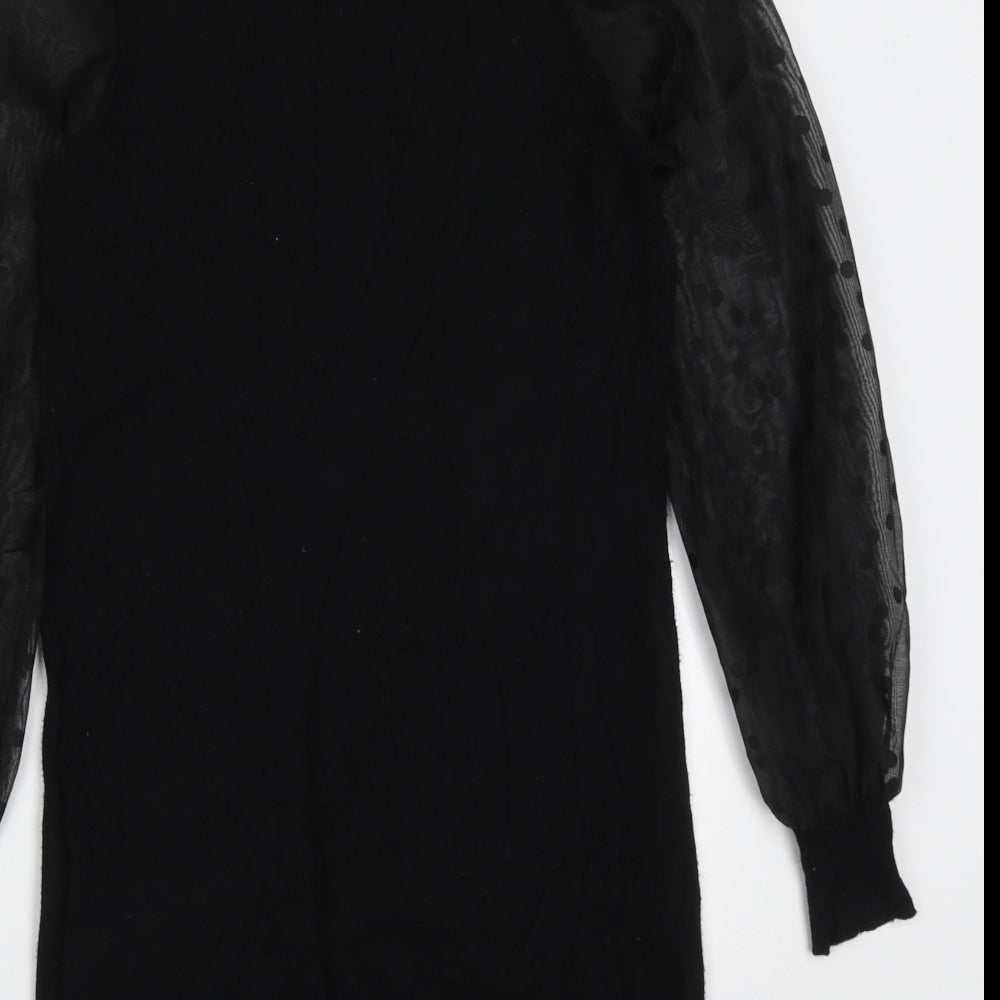F&F Womens Black  Viscose Jumper Dress  Size 10  Roll Neck Pullover