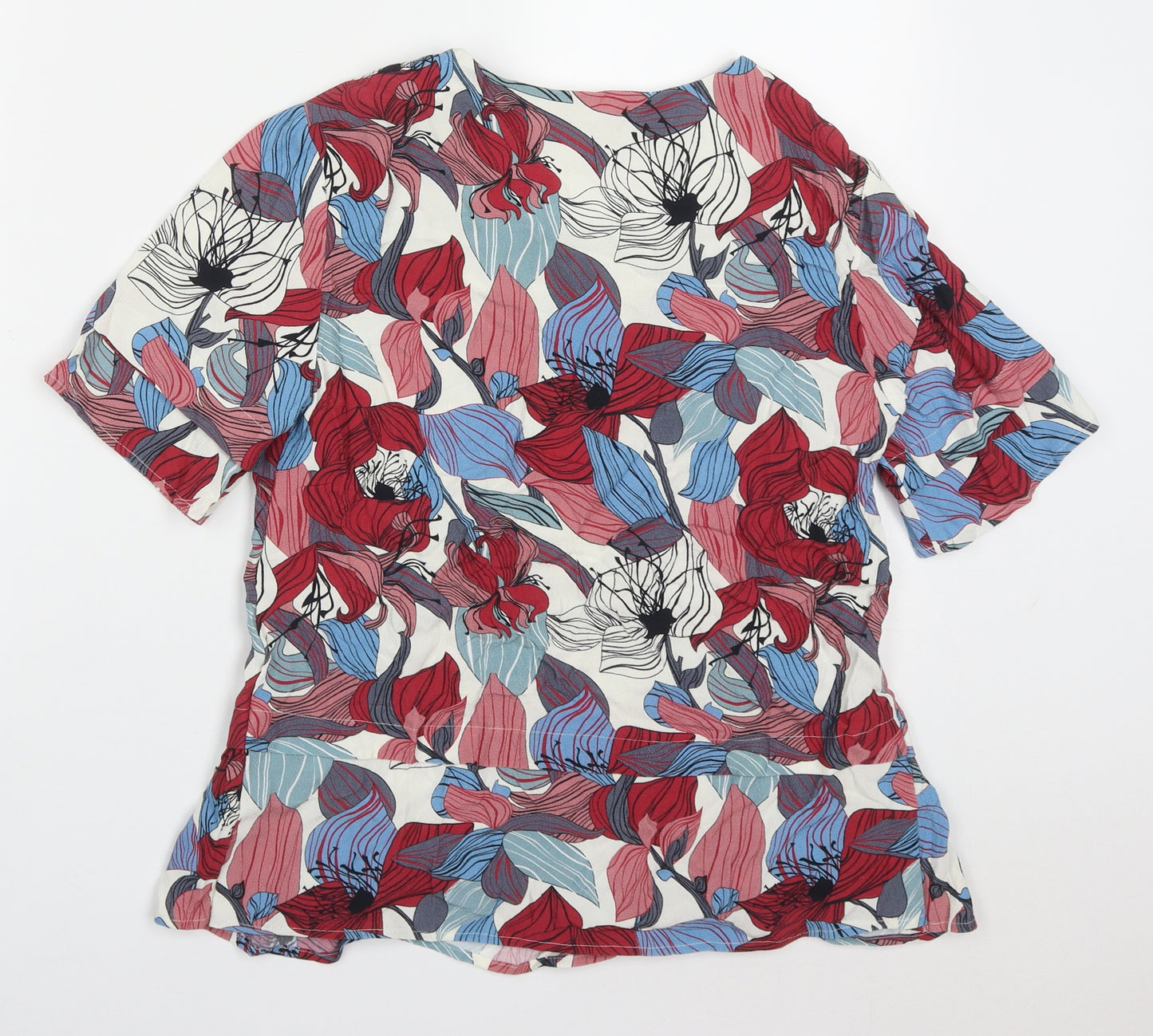 Carolyn Donnelly The Edit Womens Multicoloured Floral Viscose Basic Blouse Size 8 Round Neck