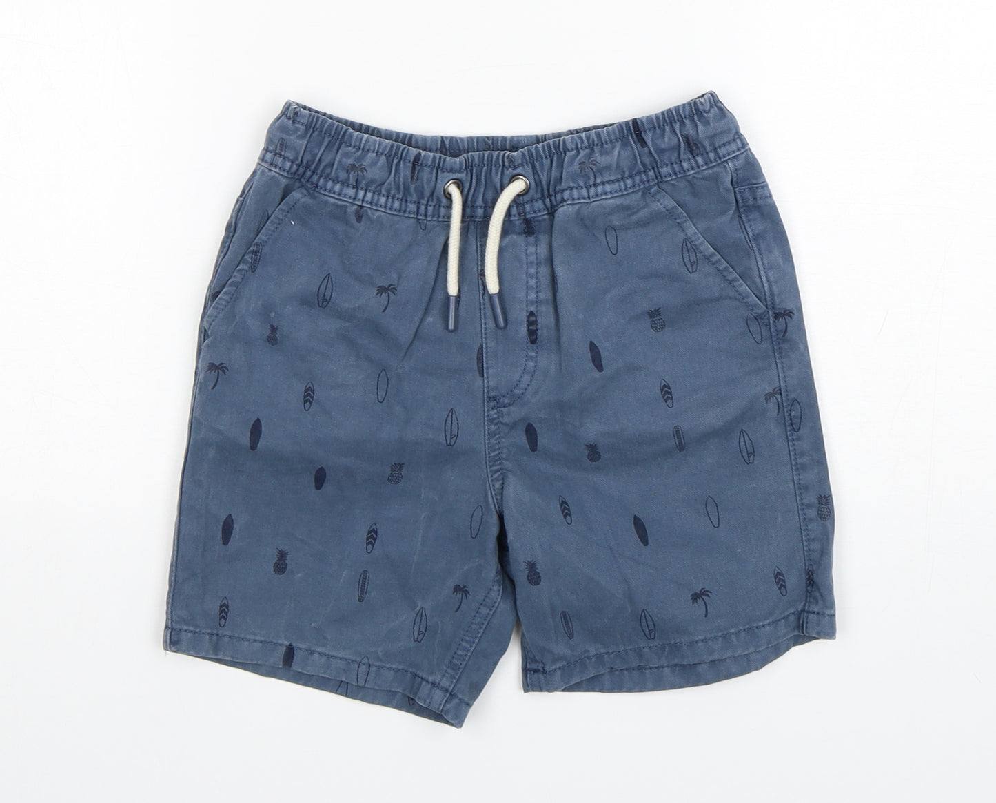 M&S Boys Blue  Cotton Bermuda Shorts Size 7-8 Years  Regular
