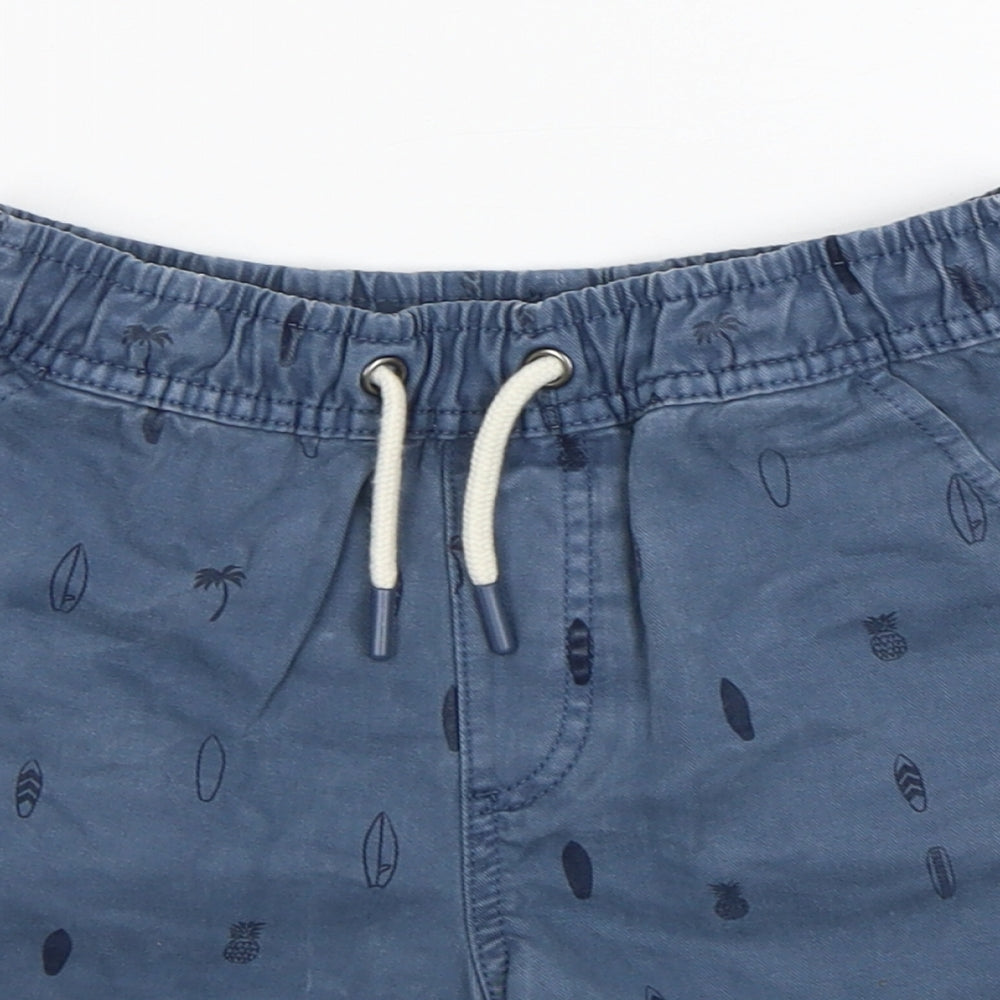 M&S Boys Blue  Cotton Bermuda Shorts Size 7-8 Years  Regular
