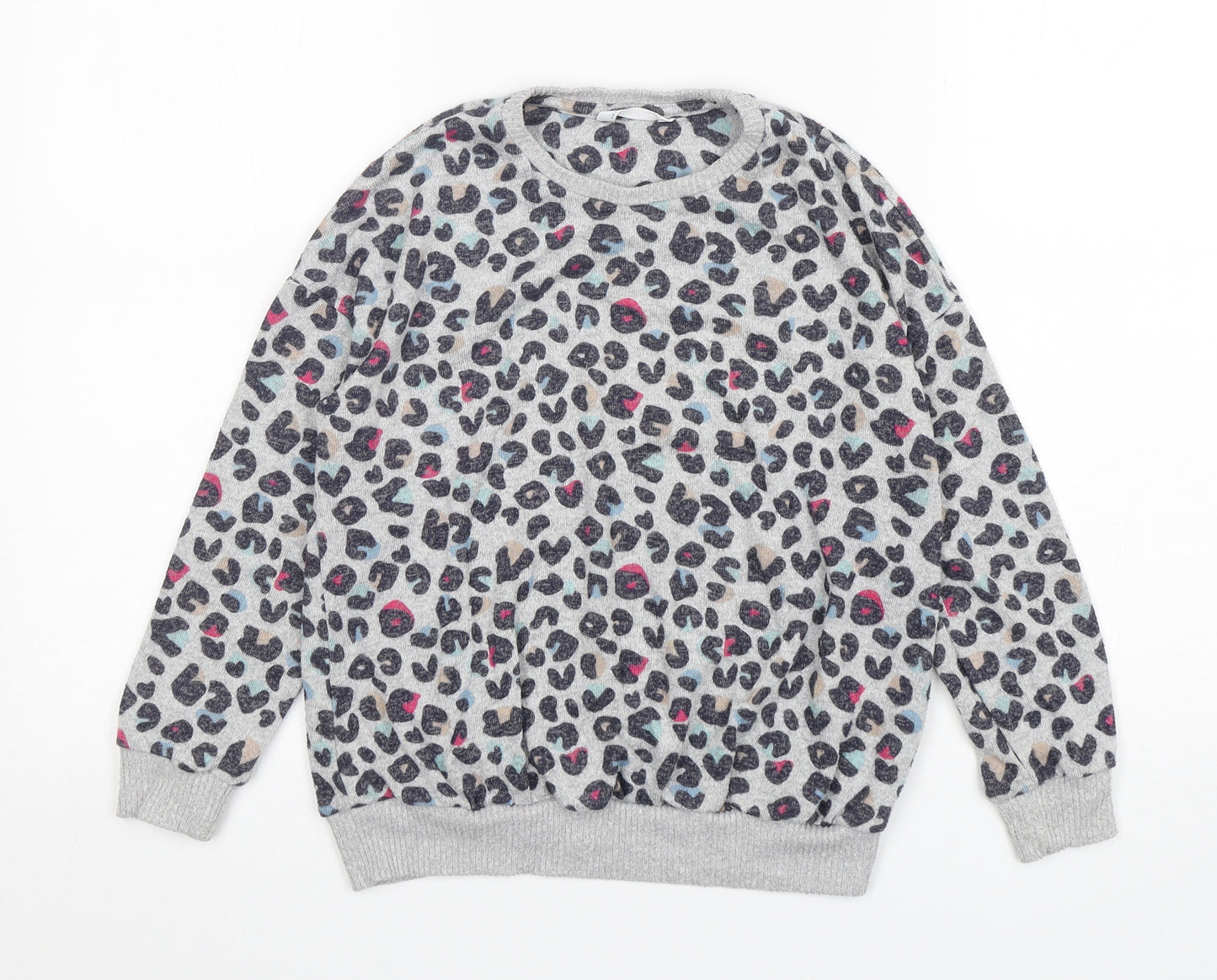 M&S Girls Multicoloured Animal Print Viscose Pullover Sweatshirt Size 9-10 Years
