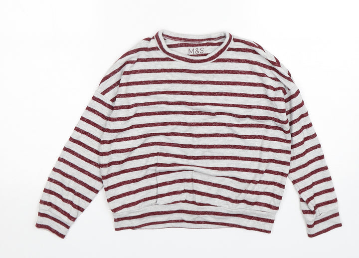 M&S Girls Multicoloured Striped Viscose Pullover Sweatshirt Size 8-9 Years