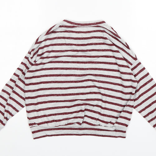 M&S Girls Multicoloured Striped Viscose Pullover Sweatshirt Size 8-9 Years